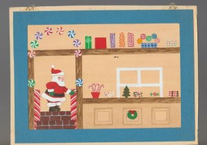 MERRY CHRISTMAS Santa Claus Visiting Candy Shop 9x6.5 Greeting Card Art #BB4