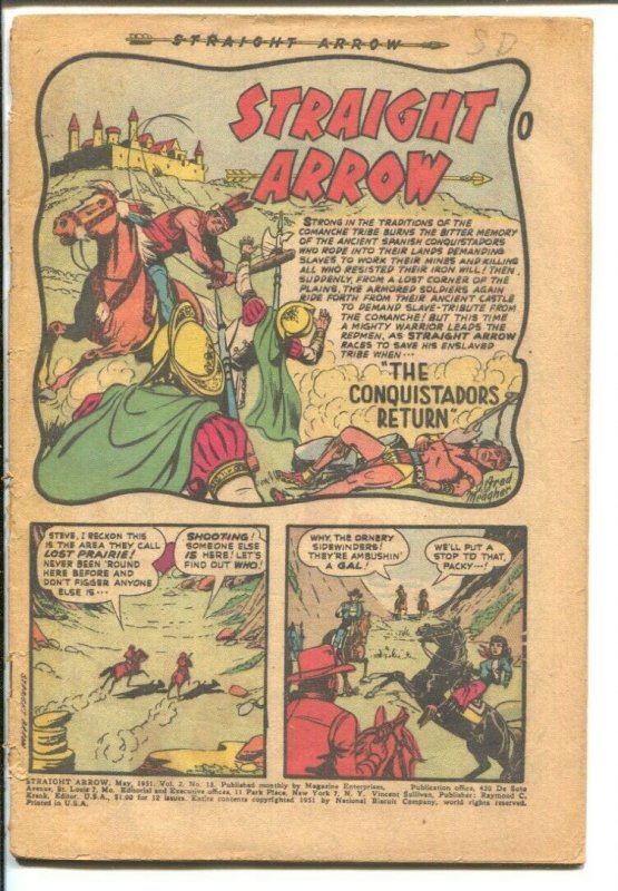 Straight Arrow #13 1951- ME-Fred Meagher Indian art-Red Hawk-Bob Powell-P