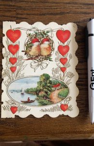 1890s Mint Valentine-lovebirds-found as bookmark in old book