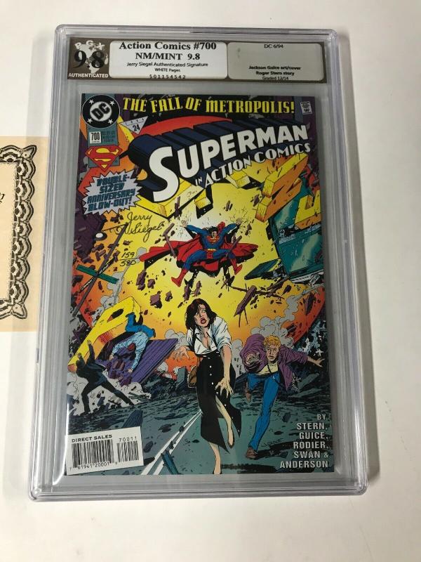 ACTION COMICS 700 Pgx 9.8 SIGNED SUPERMAN CREATOR JERRY SIEGEL Like Cgc