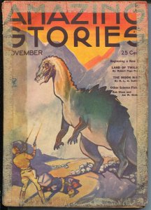 Amazing Stories 11/1934-Dinosaur cover-sci-fi pulp-FR