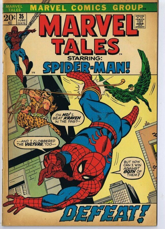 Marvel Tales #35 ORIGINAL Vintage 1972 Spider-Man Vulture Kraven 