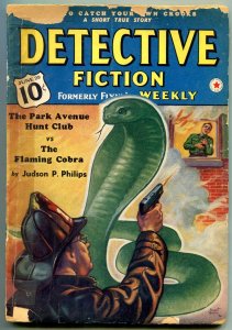 Detective Fiction Weekly Pulp June 29 1940- Cobra cover- Judson Philips