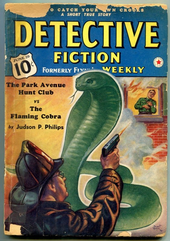 Detective Fiction Weekly Pulp June 29 1940- Cobra cover- Judson Philips