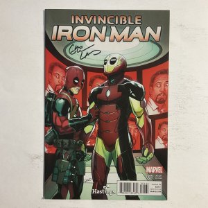 Invincible Iron Man 1 2015 Signed by Greg Land Hastings Variant Marvel Nm