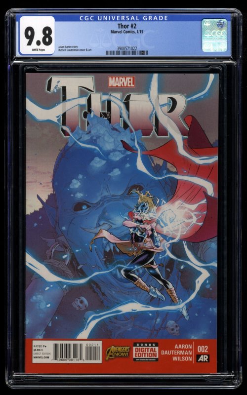 Thor (2014) #2 CGC NM/M 9.8 White Pages 1st Full Jane Foster as Thor!