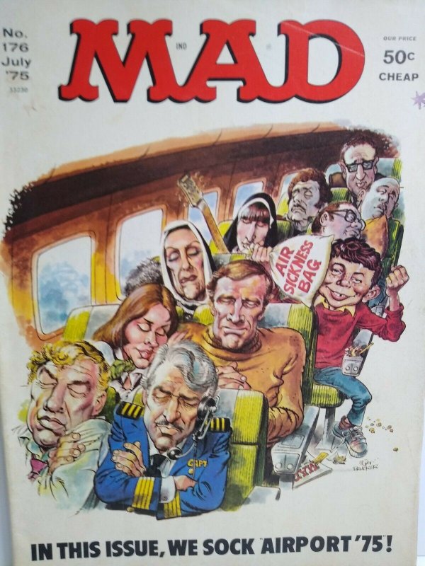 MAD Magazine July 1975 No 176 Airport Movie Fun Parody Humor Comic Gift For Dad