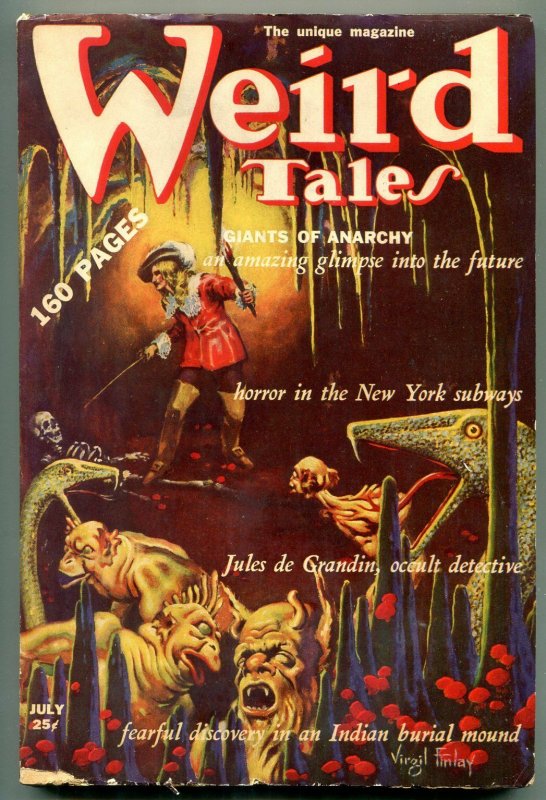 Weird Tales Pulp July 1939- Jules de Grandin- Finlay cover VG