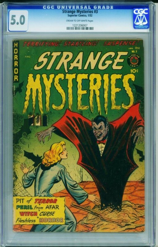 STRANGE MYSTERIES #3 CGC 5.0-VAMPIRE-PRE-CODE HORROR 1221206007