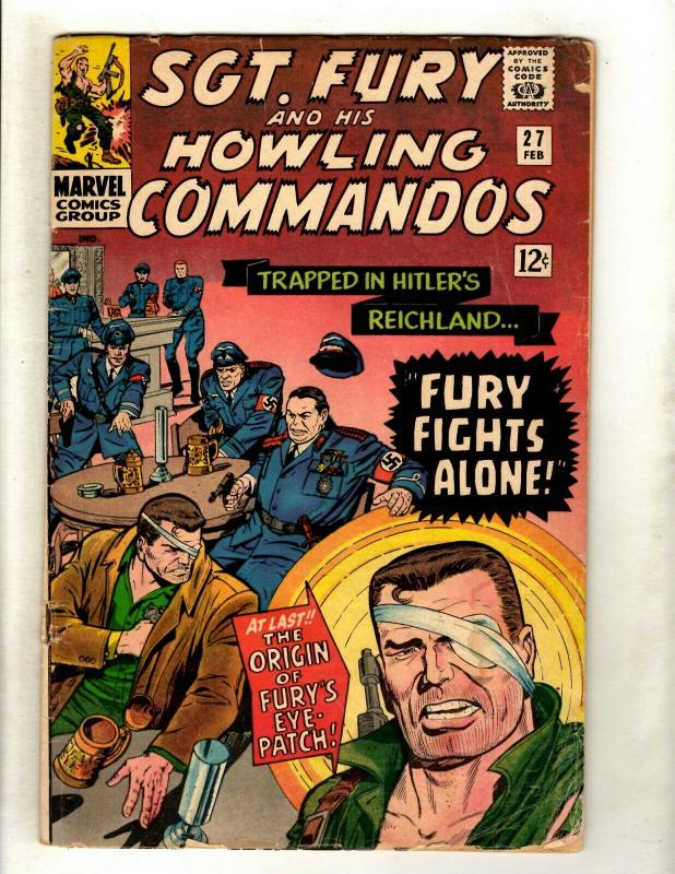 Sgt. Fury # 27 VG Marvel Comic Book Nick Fury Reichland Eye Patch Origin HY1