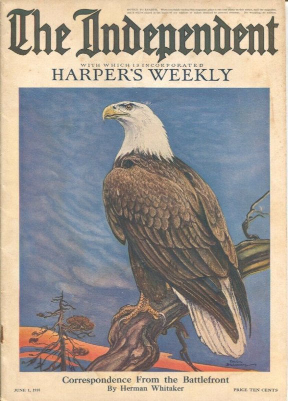 The Independent 6/1/1918-WWI issue 100+ years old-incorporates Harper's Weekl...