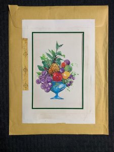 ON YOUR RETIERMENT Fruit in Blue Vase 6.5x9 Greeting Card Art #M1456