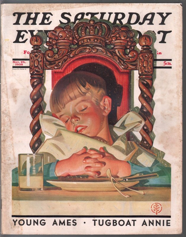 Saturday Evening Post 11/26/1938-Lyendecker cover-complete magazine-VG