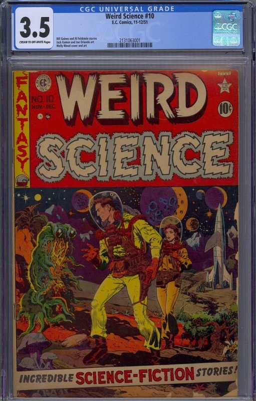 WEIRD SCIENCE #10 CGC 3.5 WALLY WOOD PRE-CODE HORROR