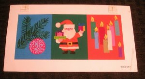 MERRY CHRISTMAS Santa Claus w/ Ornaments Candles 7x4 Greeting Card Art #E7