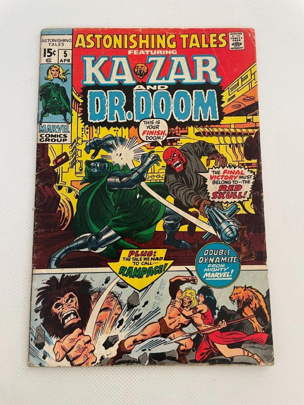 Astonishing Tales # 5 VG/FN Marvel Comic Book Ka-Zar Zabu Dr. Doom 10 LI6