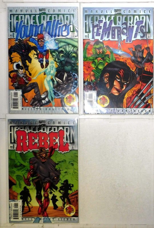Heroes Reborn Lot 3 #Rebel 1, Remnants 1, Young Allies 1 2000 Marvel Comics