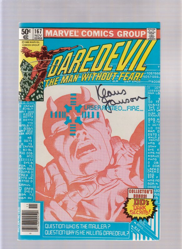 DAREDEVIL #167 - Signed by Klaus Janson - Newsstand (7.5/8.0) 1980