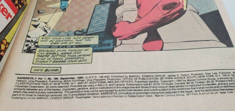 Daredevil #186 (1982) - Frank Miller Vintage Comic- NM
