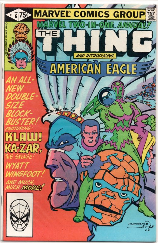 Marvel Two-in-One Annual #6 VF/NM (1st Series American Eagle Walt Simonson inks)