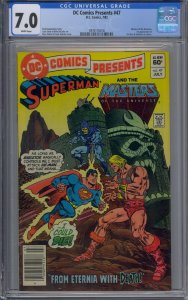 DC COMICS PRESENTS #47 CGC 7.0 1ST HE-MAN SKELETOR MOTU WHITE PAGES NEWSSTAND