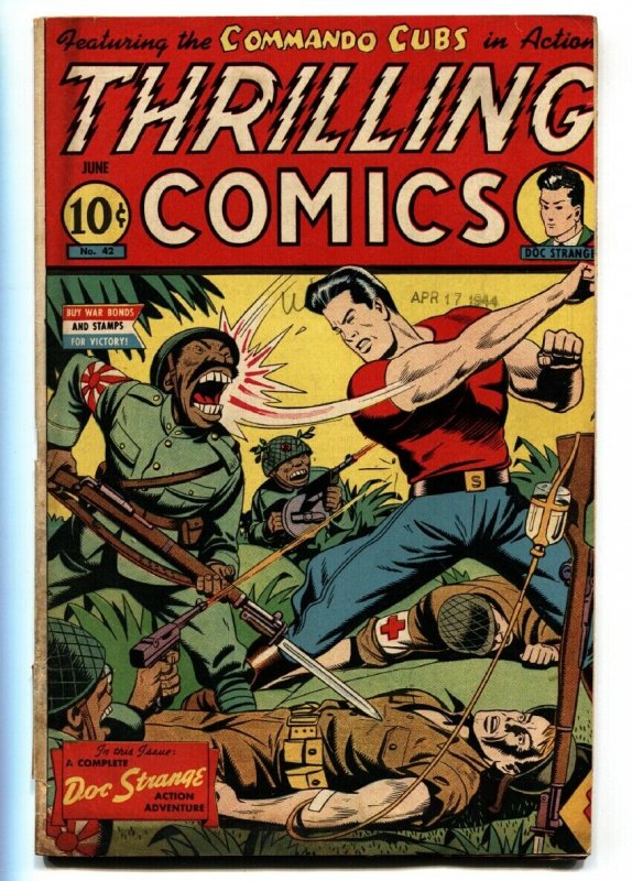 THRILLING #42-ALEX SCHOMBURG-1944-NEDOR-DOC STRANGE-LONE EAGLE-GHOST 