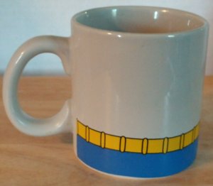 Batman Ceramic Coffee Mug~Retro Design~Gray/Yellow/Blue~DC Comics