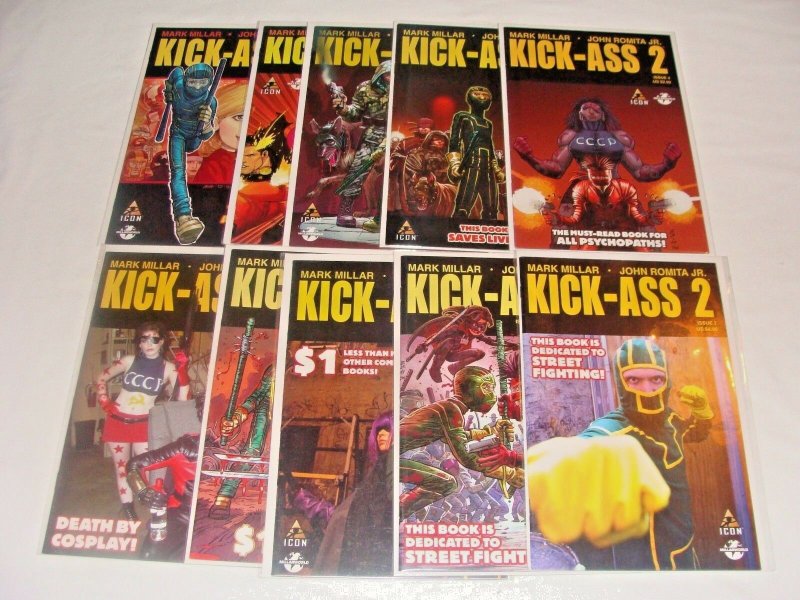 Kick-Ass 2 #1 -7 1 2 3 4 5 6 7 W/ Cosplay Variants (2011, Icon/Marvel) LOT of 11