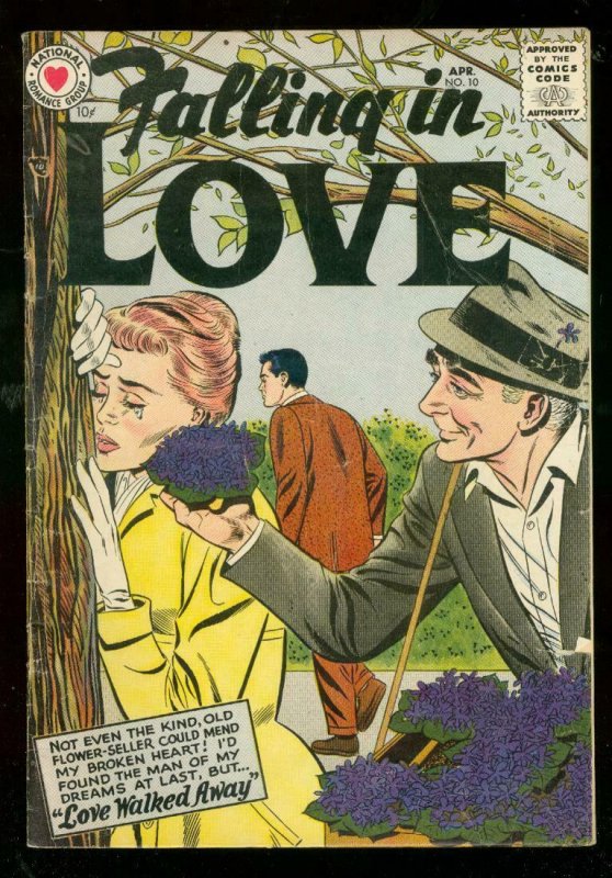 FALLING IN LOVE #10 1957-DC ROMANCE COMICS-STRANGE COVR VG 