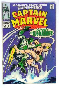 Captain Marvel #4 Sub-Mariner 1968 Marvel VG