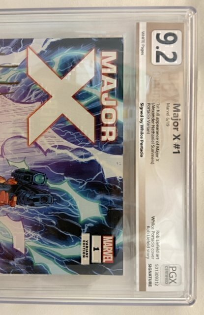 Major X #1 2019 PGX 9.2 NM- Signed by Whilce Portacio 1st App of Major X Key!