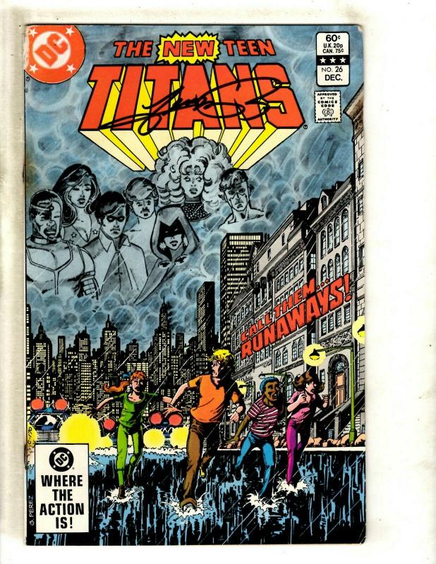 The New Teen Titans # 26 VG/FN DC Comic Book SIGNED George Perez Batman J371