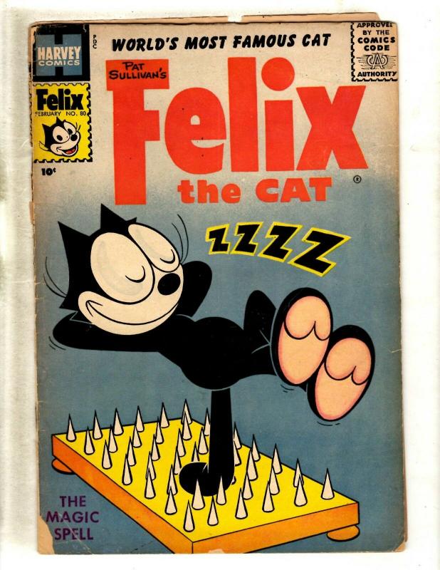 2 Comic Books Felix The Cat # 80 GD Harvey + Three Stooges # 44 VG Gold Key J345