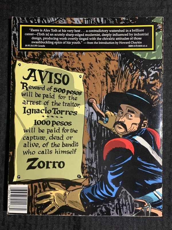 1988 ZORRO Volume One by Alex Toth SC FN+ 6.5 1st Eclipse Books