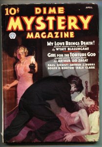 Dime Mystery April 1946-Weird Menace strangulation cvr-TERROR PULP