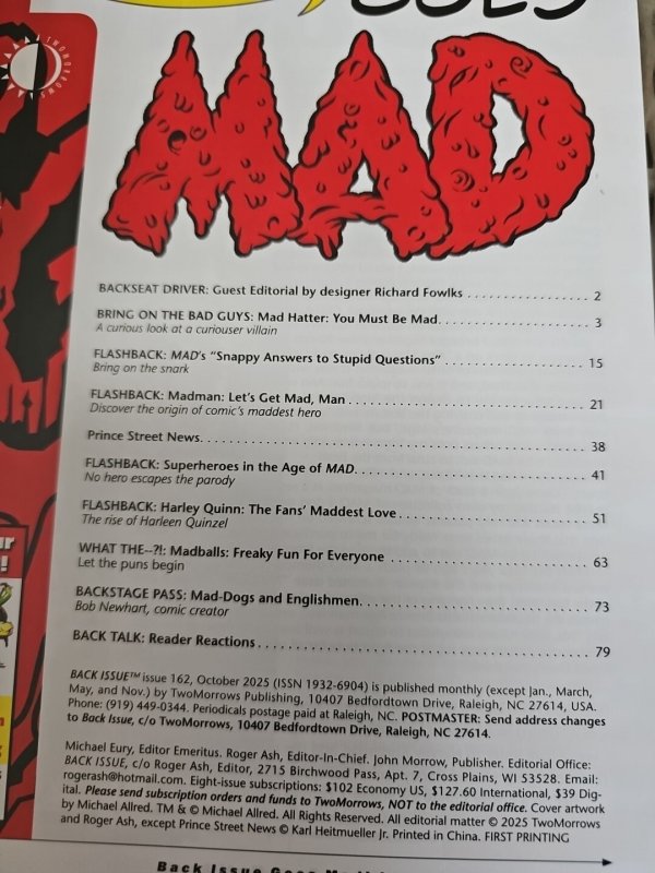 Back Issue Magazine 161 Madness Allred Cover Mad Hatter Twomorrows