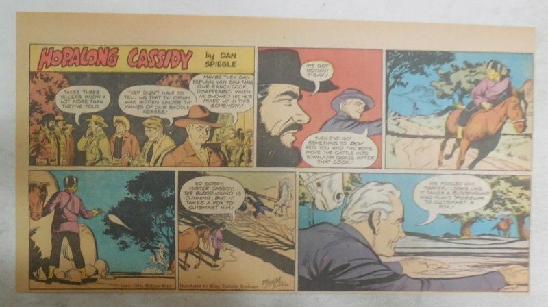 Hopalong Cassidy Sunday Page by Dan Spiegle from 8/21/1955 Size: 7.5 x 15 inches