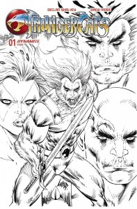 (2024) DYNAMITE THUNDERCATS #1 1:10 ROB LIEFELD B/W VARIANT COVER