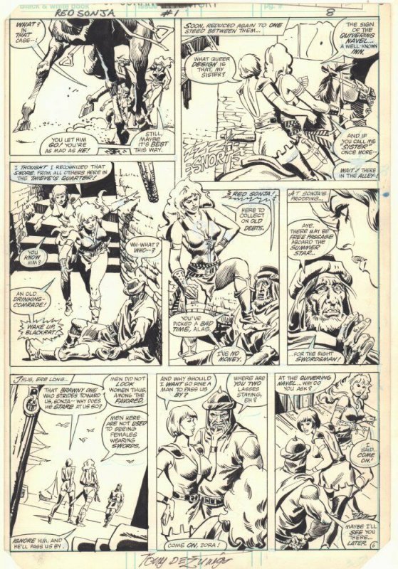 Red Sonja #1 p.6 - Red Sonja Action - 1983 Signed art by Tony DeZuniga