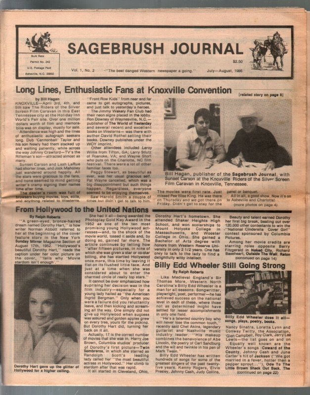 -Sagebrush Journal #2 7/1986-Knoxville Memorabilia Con--FN