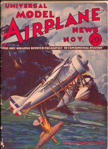 Model Airplane News-11/1933-pulp air war cover-Joe Kotuia-pix-info-VG