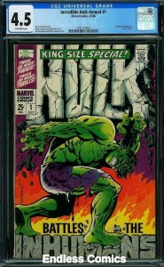 The Incredible Hulk Annual #1 (1968) CGC 4.5 Steranko Cover!  / SBD-01