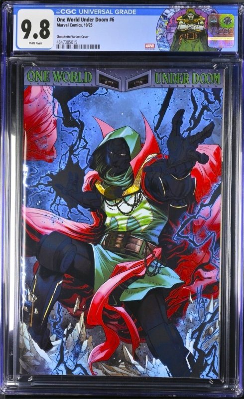 ONE WORLD UNDER DOOM #6 CGC 9.8 ? MARCO CHECCHETTO FOIL VARIANT CUSTOM LABEL
