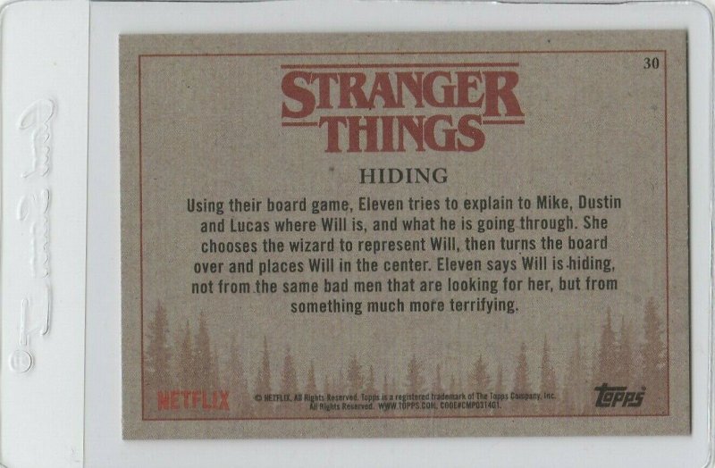 Stranger Things Hiding 30 Topps Netflix 2018 Season One trading card