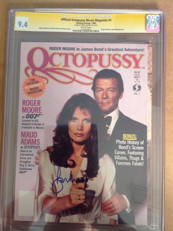 CGC 9.4 SS Official Octopussy Movie Magazine signed Roger Moore 007 James Bond