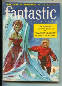 Fantastic 9/1957-Ziff-Davis-frozen woman cover by Ed Valigursky-Harlan Elliso...