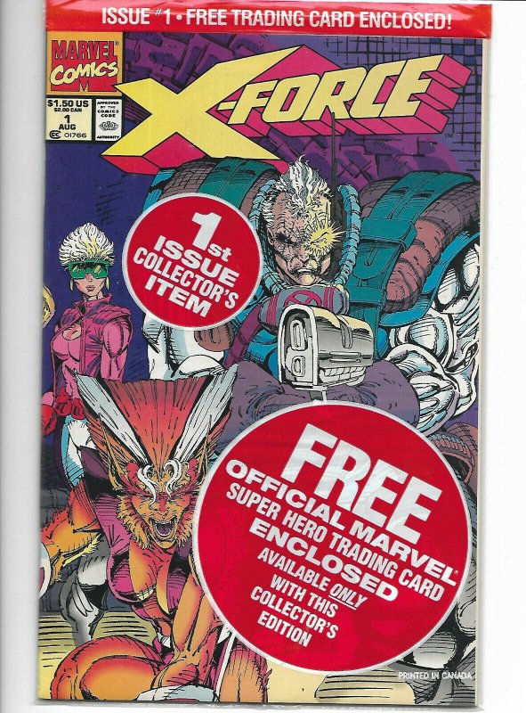 X-Force #1 Marvel 1991 NM Sealed in polybag w/Shatterstar card. Rob Liefeld cvr.