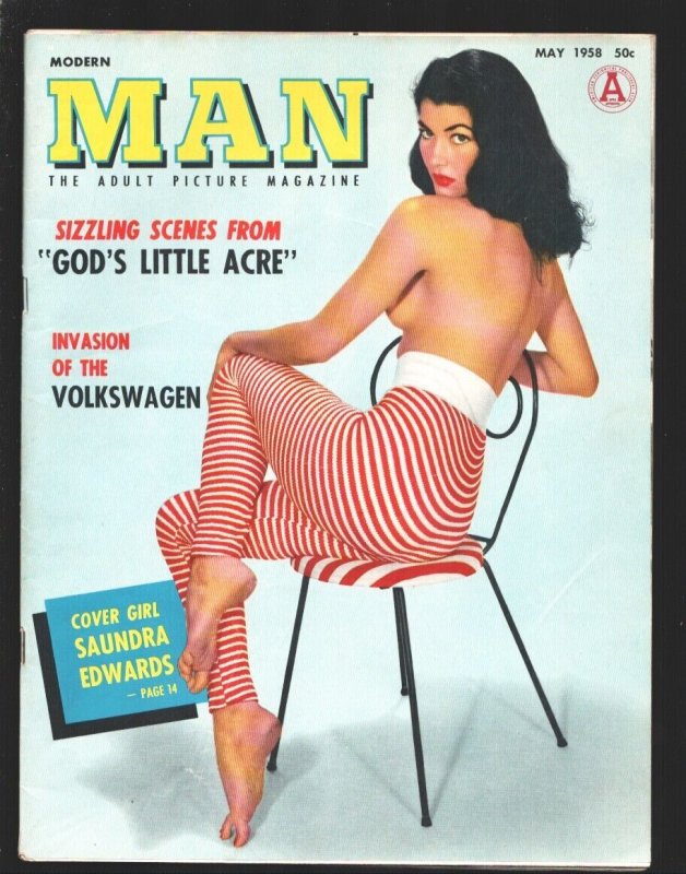 Modern Man 5/1958-Saundra Edwards-Tallulah Bankhead-VW-Invasion of the Beetle...