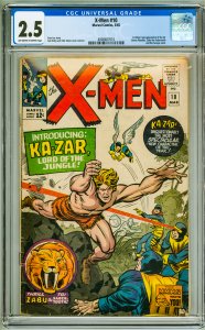The X-Men #10 (1965) CGC 2.5! OWW Pages! 1st SA Appearance of Ka-Zar!