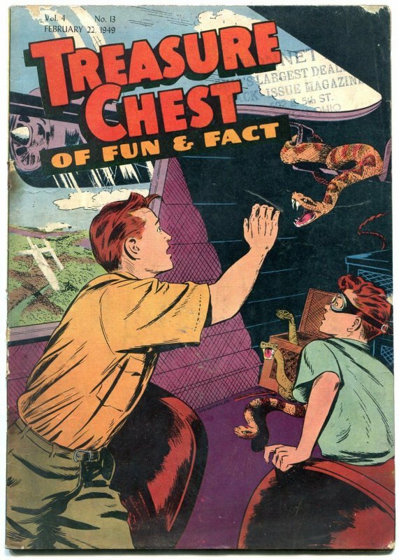 Treasure Chest v.4 #13 1949- Snake attack cover- Catholic Golden Age comic